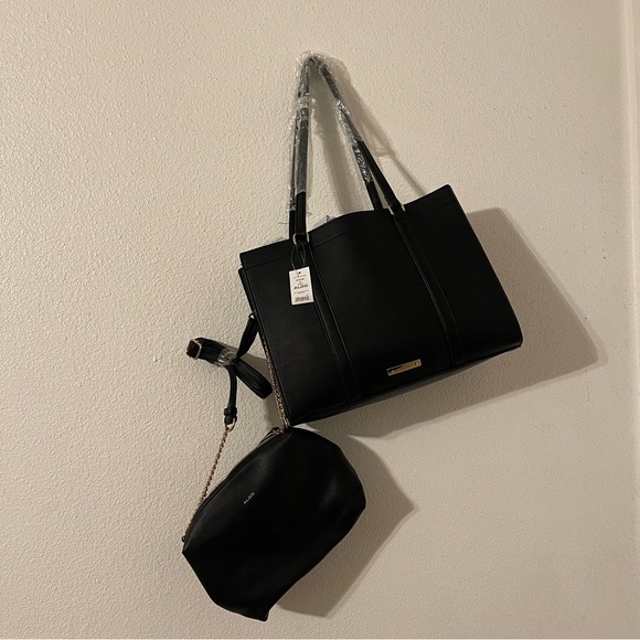 Aldo Black Tote and Crossbody Bag Set 2 bags - Picture 1 of 7